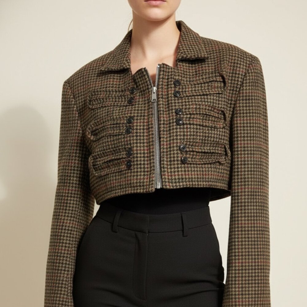 Upcycled Vintage Military Cropped Blazer | One of a Kind